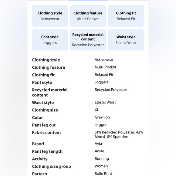 Avia Women's ScubaKnit Pleat Joggers Pockets Grey Fog Size XL Soft Athleisure - Picture 6 of 6